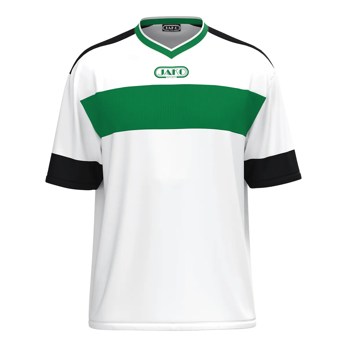 JAKO Trikot Club 92 Kurzarm Unisex weiß/sportgrün/schwarz Front 