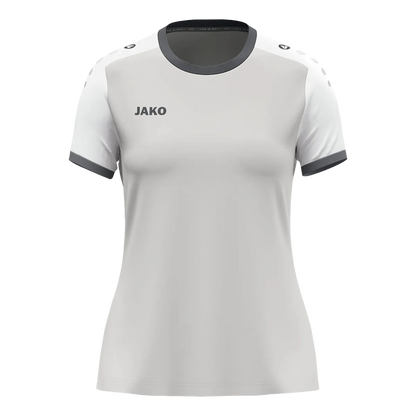 JAKO Trikot Dynamic Kurzarm Damen hellgrau/weiß/grau Front 