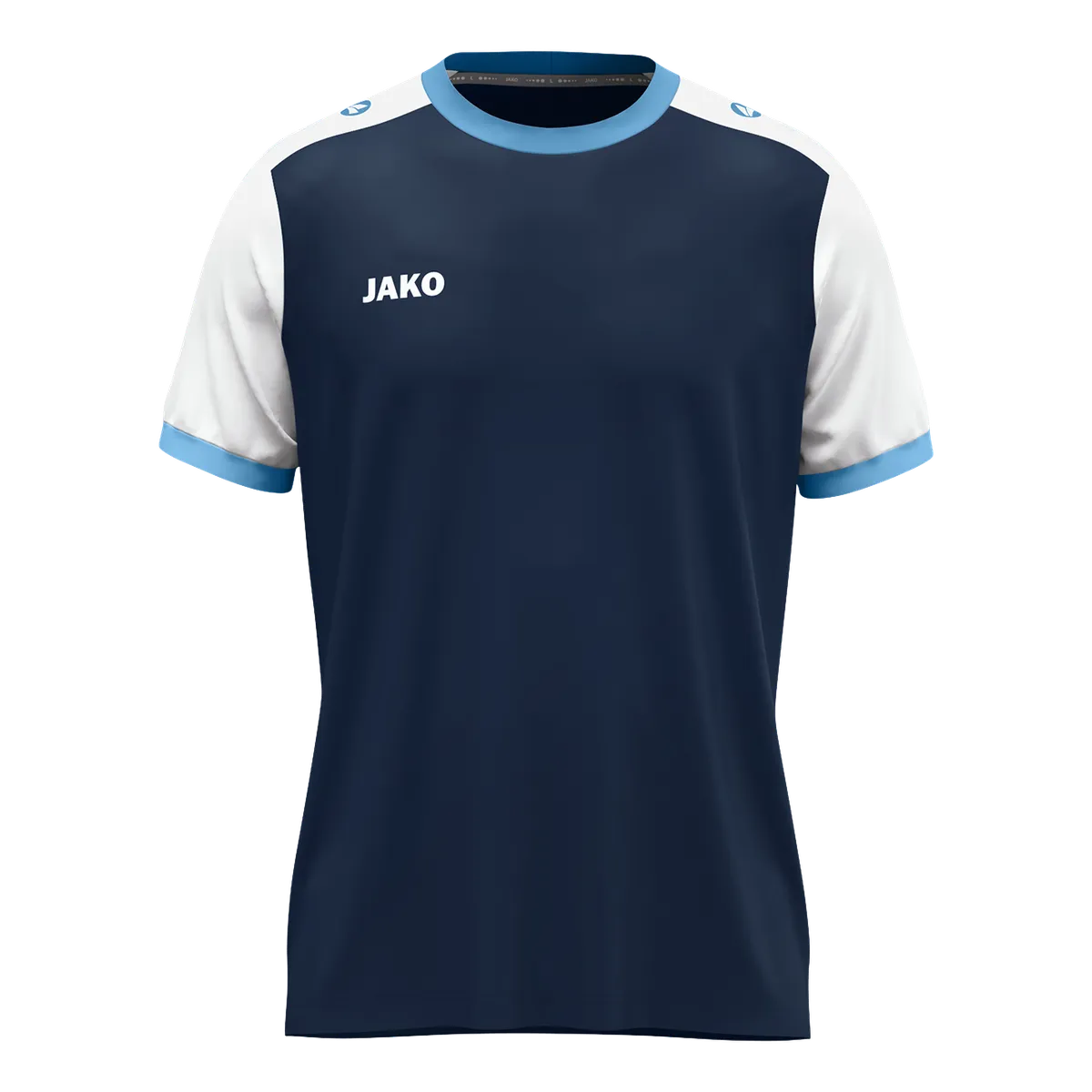 JAKO Trikot Dynamic Kurzarm Kinder marine/weiß/skyblue Front #farbe_marine-weiss-skyblue