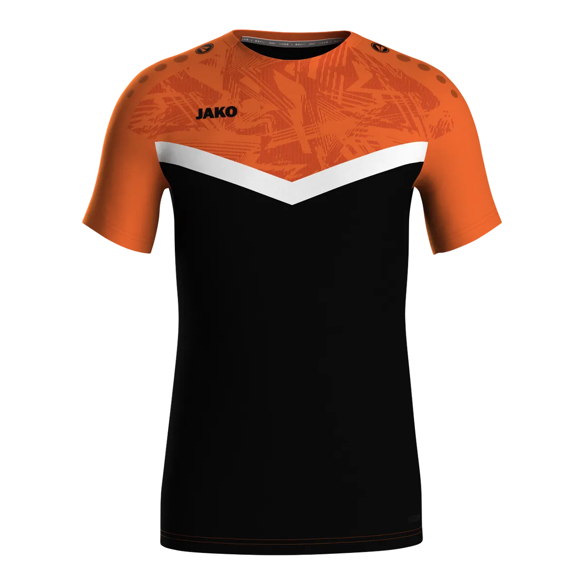 JAKO T-Shirt Iconic Kurzarm Damen schwarz/neonorange Front #farbe_schwarz-neonorange