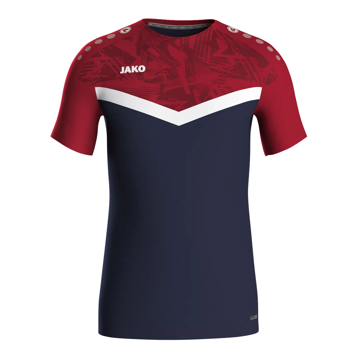 JAKO T-Shirt Iconic Kurzarm Kinder marine/chili rot Front 