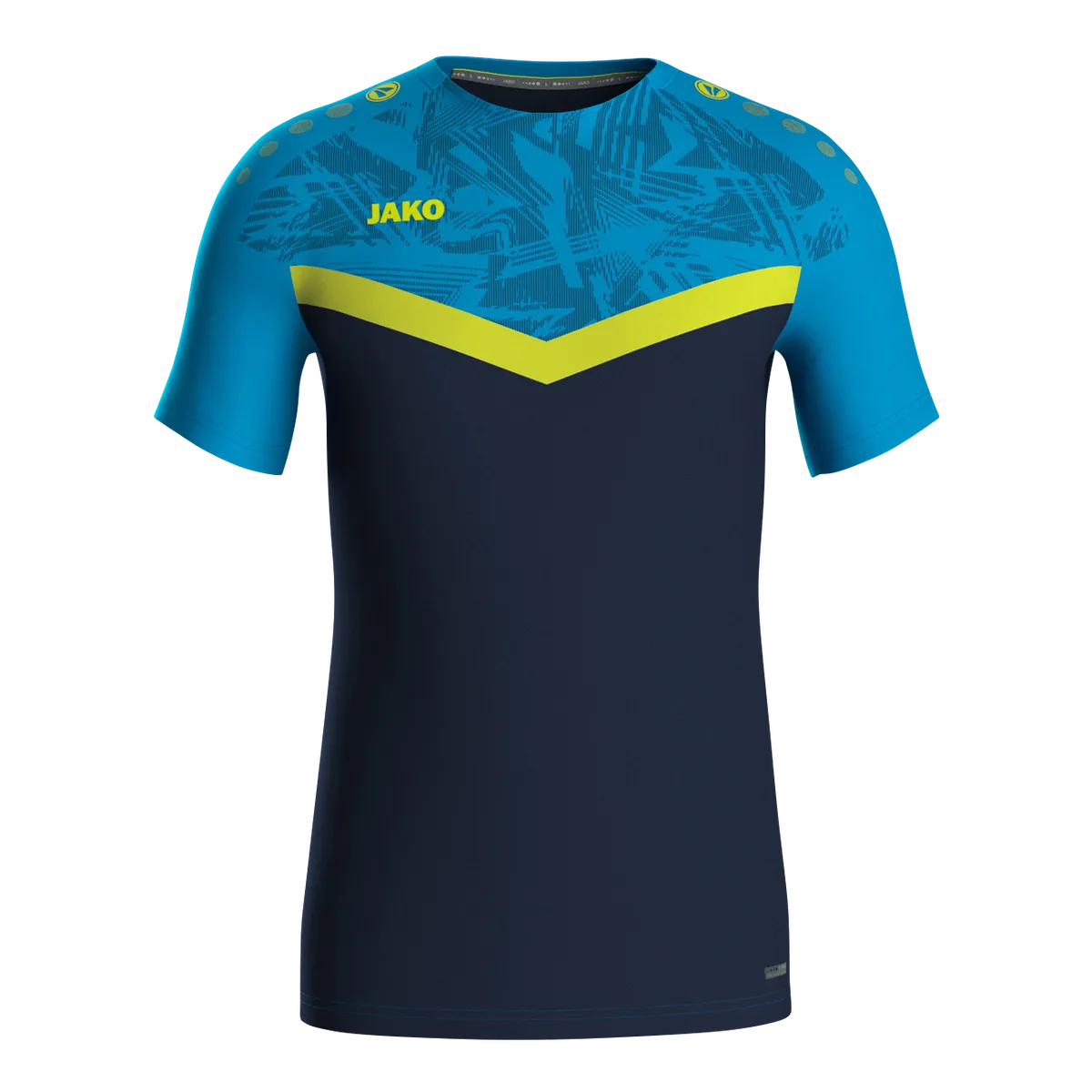 JAKO T-Shirt Iconic Kurzarm Unisex marine/JAKO blau/neongelb Front 