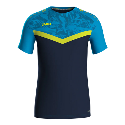 JAKO T-Shirt Iconic Kurzarm Unisex marine/JAKO blau/neongelb Front 