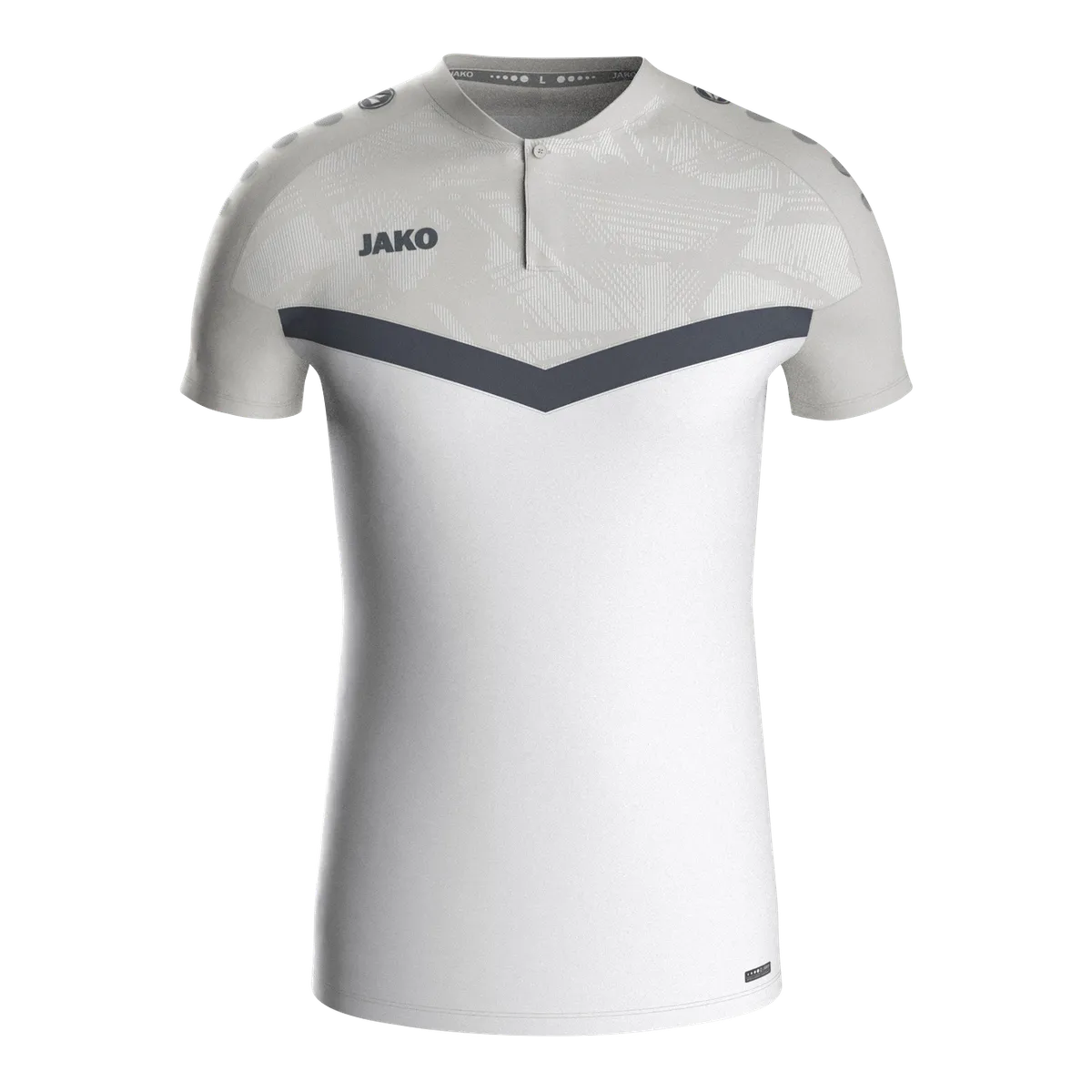 JAKO Poloshirt Iconic Kurzarm Unisex weiß/soft grey/anthra light Front 