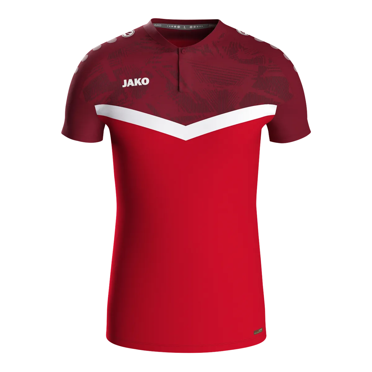 JAKO Poloshirt Iconic Kurzarm Unisex rot/weinrot Front 