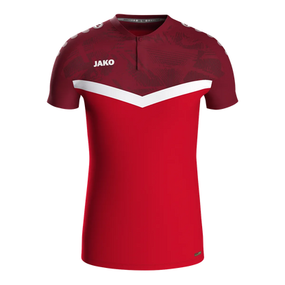 JAKO Poloshirt Iconic Kurzarm Unisex rot/weinrot Front 