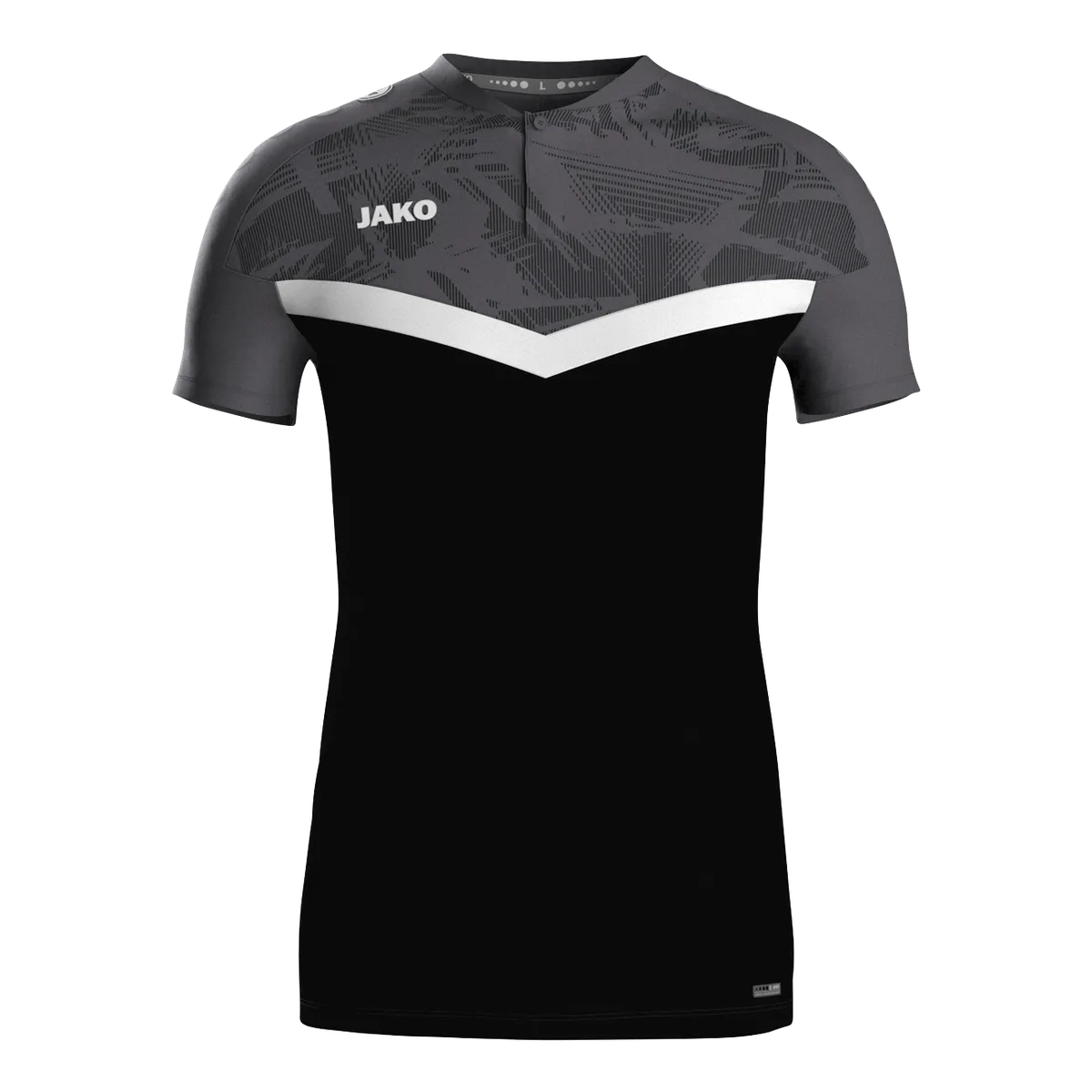JAKO Poloshirt Iconic Kurzarm Unisex schwarz/anthrazit Front 