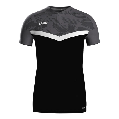 JAKO Poloshirt Iconic Kurzarm Unisex schwarz/anthrazit Front 