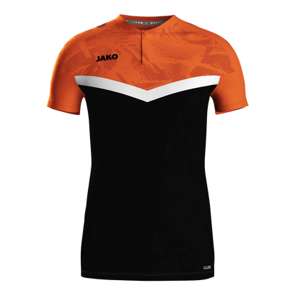JAKO Poloshirt Iconic Kurzarm Unisex schwarz/neonorange Front 