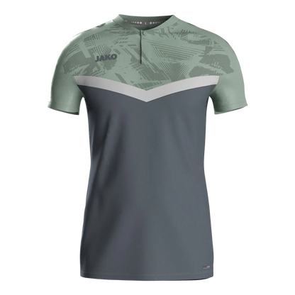 JAKO Poloshirt Iconic Kurzarm Unisex anthra light/mintgrün/soft grey Front 