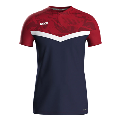JAKO Poloshirt Iconic Kurzarm Unisex marine/chili rot Front 