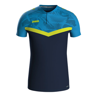 JAKO Poloshirt Iconic Kurzarm Unisex marine/JAKO blau/neongelb Front 