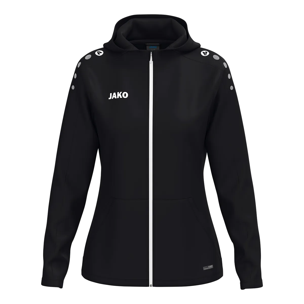 JAKO Kapuzenjacke ONE Damen schwarz Front #farbe_schwarz
