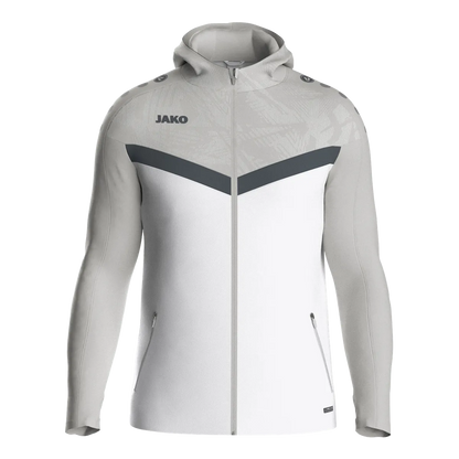 JAKO Kapuzenjacke Iconic Damen weiß/soft grey/anthra light Front 