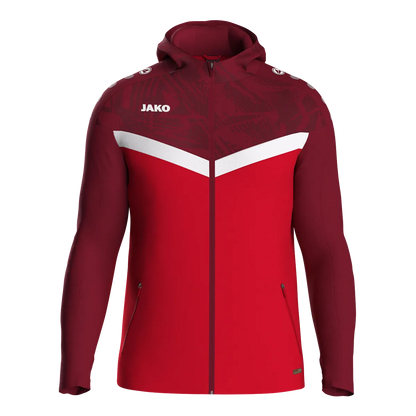 JAKO Kapuzenjacke Iconic Kinder rot/weinrot Front 