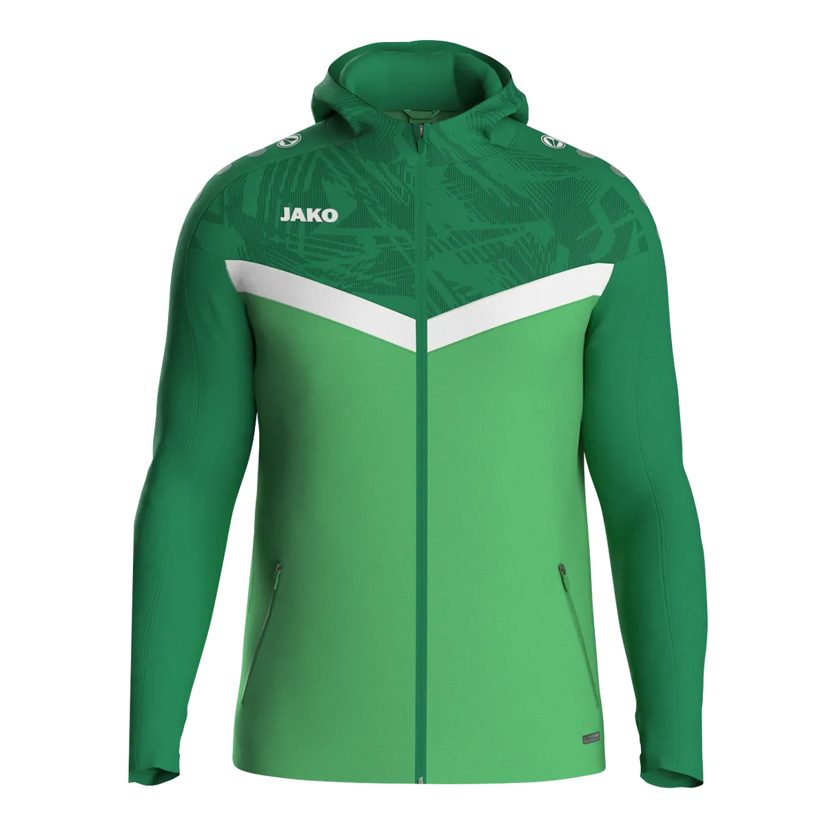 JAKO Kapuzenjacke Iconic Kinder soft green/sportgrün Front 