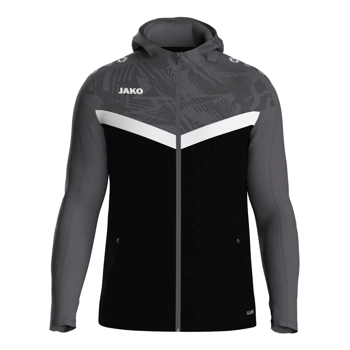 JAKO Kapuzenjacke Iconic Kinder schwarz/anthrazit Front 