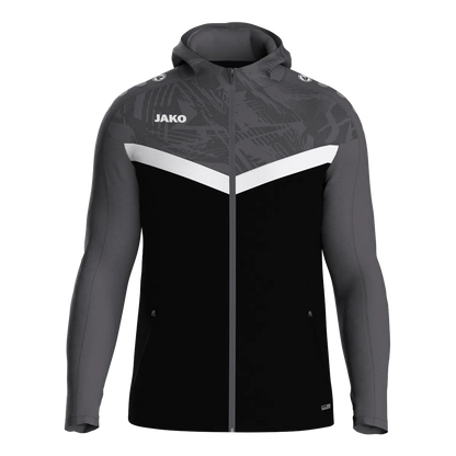 JAKO Kapuzenjacke Iconic Kinder schwarz/anthrazit Front 
