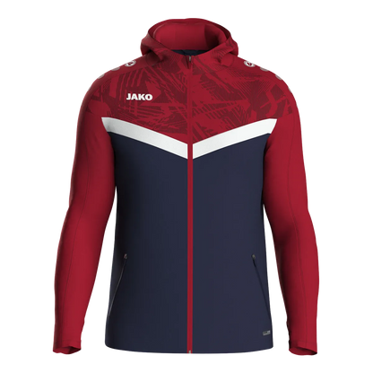 JAKO Kapuzenjacke Iconic Kinder marine/chili rot Front 