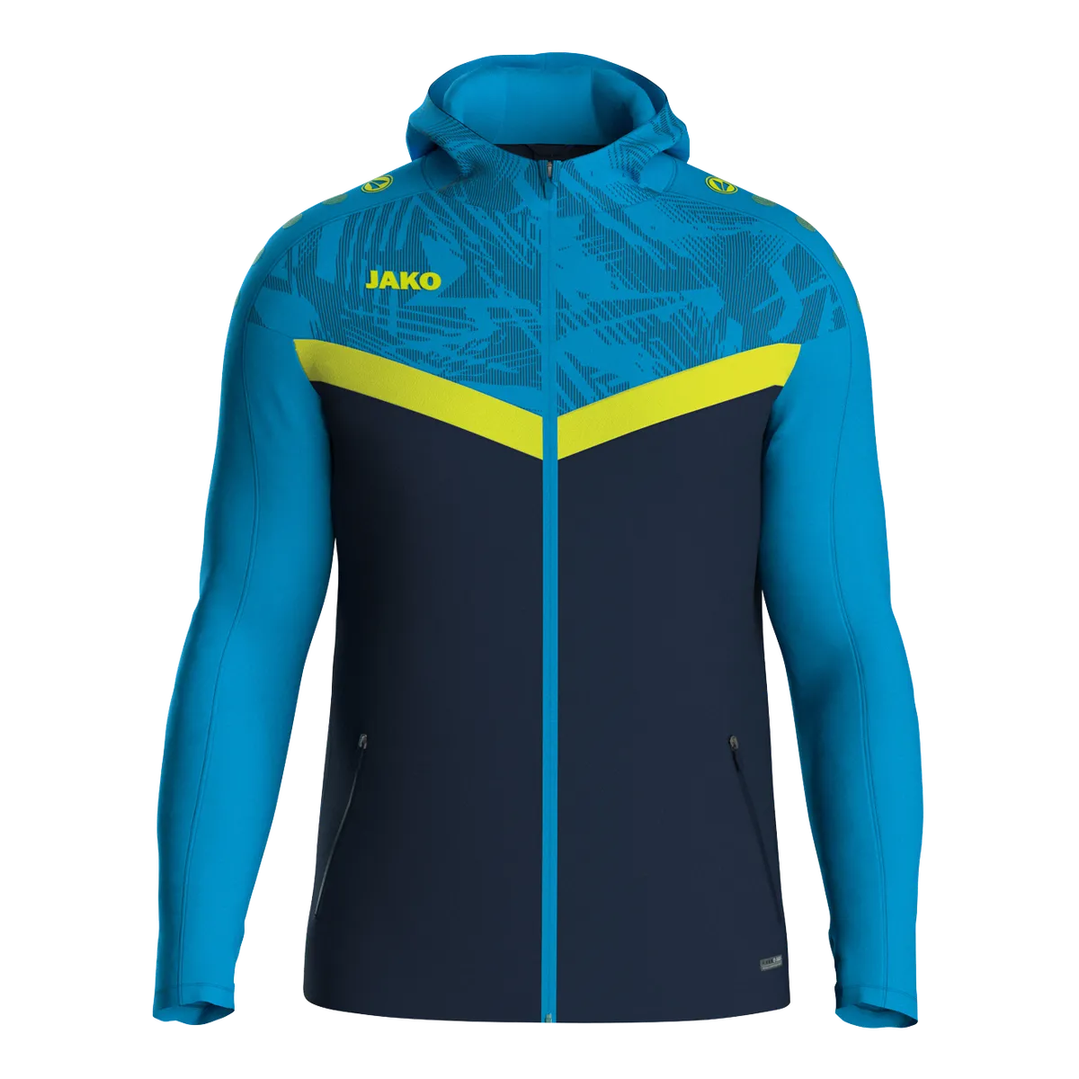 JAKO Kapuzenjacke Iconic Kinder marine/JAKO blau/neongelb Front 