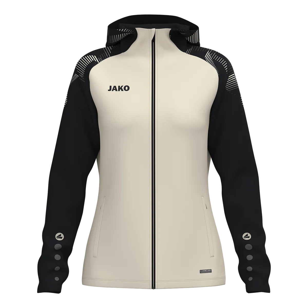 JAKO Kapuzenjacke Sonic Damen off white/schwarz Front #farbe_off-white-schwarz