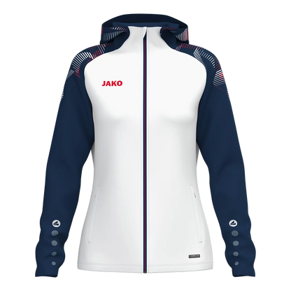 JAKO Kapuzenjacke Sonic Damen weiß/marine/rot Front 