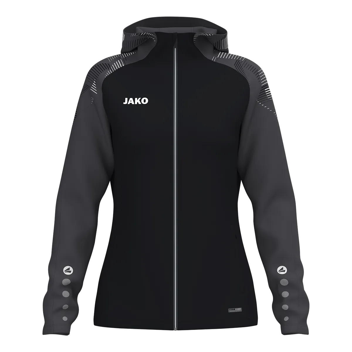 JAKO Kapuzenjacke Sonic Damen schwarz/anthrazit Front 