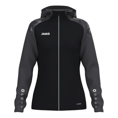JAKO Kapuzenjacke Sonic Damen schwarz/anthrazit Front 