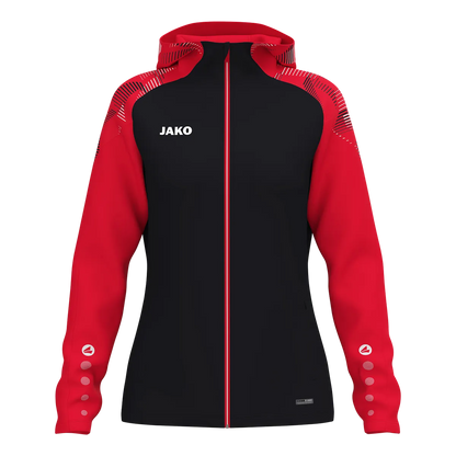 JAKO Kapuzenjacke Sonic Damen schwarz/rot Front 