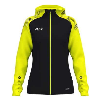 JAKO Kapuzenjacke Sonic Damen schwarz/neongelb Front 