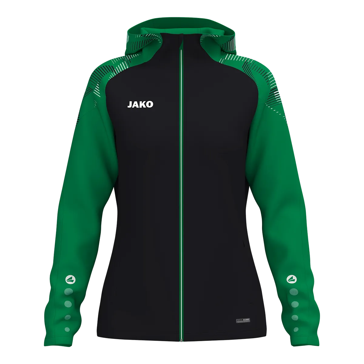 JAKO Kapuzenjacke Sonic Damen schwarz/grün Front 