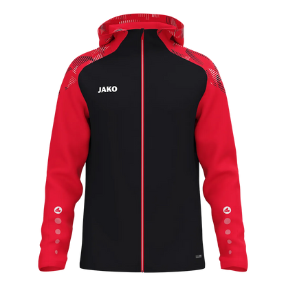 JAKO Kapuzenjacke Sonic Unisex schwarz/rot Front 