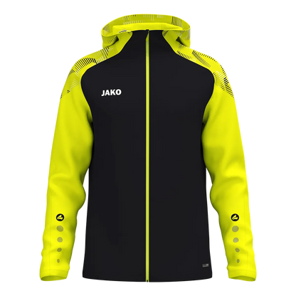 JAKO Kapuzenjacke Sonic Unisex schwarz/neongelb Front 