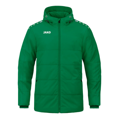 JAKO Winterjacke Coachjacke One mit Kapuze Kinder sportgrün Front 