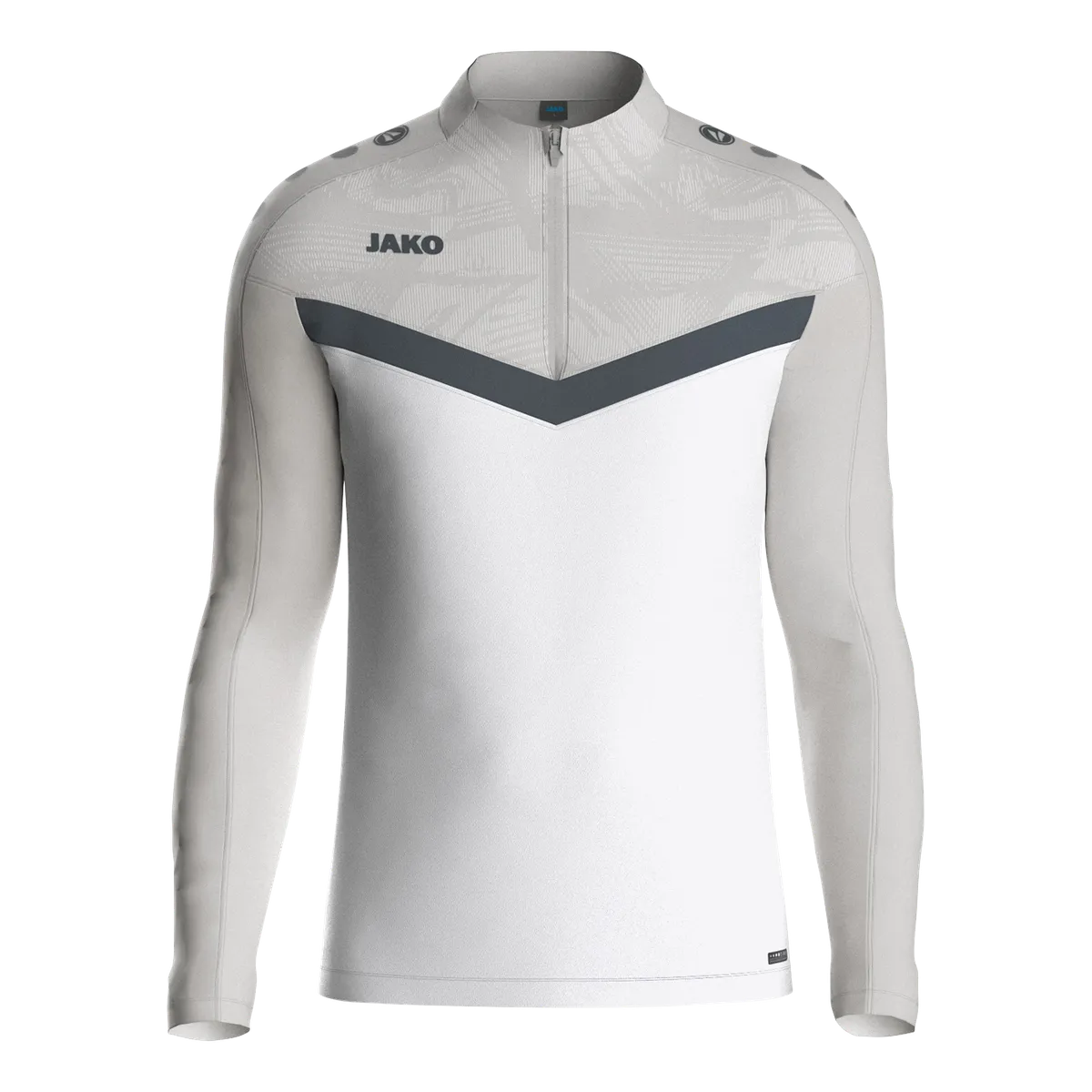 JAKO Aufwärmshirt Iconic Langarm Unisex weiß/soft grey/anthra light Front 