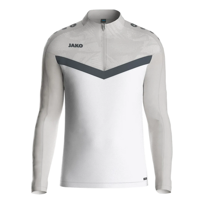 JAKO Aufwärmshirt Iconic Langarm Unisex weiß/soft grey/anthra light Front 