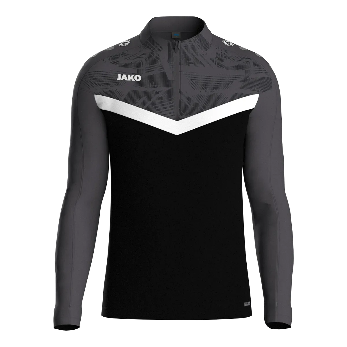 JAKO Aufwärmshirt Iconic Langarm Unisex schwarz/anthrazit Front 