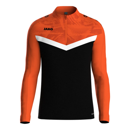 JAKO Aufwärmshirt Iconic Langarm Unisex schwarz/neonorange Front 