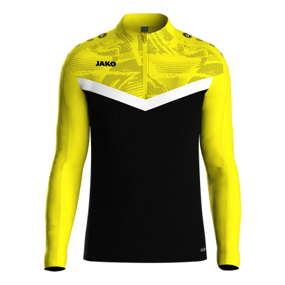 JAKO Aufwärmshirt Iconic Langarm Kinder schwarz/soft yellow Front 