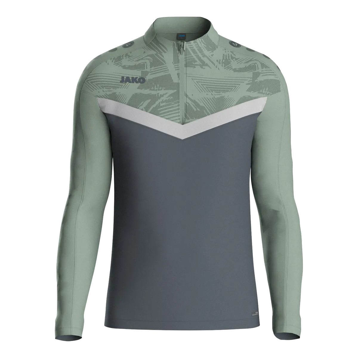 JAKO Aufwärmshirt Iconic Langarm Unisex anthra light/mintgrün/soft grey Front 