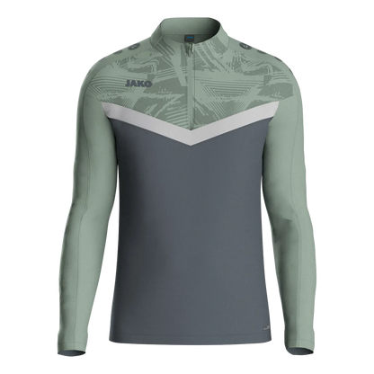 JAKO Aufwärmshirt Iconic Langarm Kinder anthra light/mintgrün/soft grey Front 