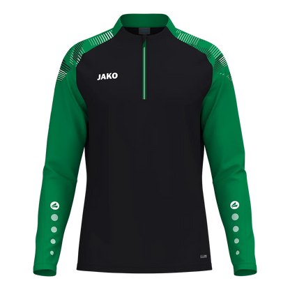 JAKO Aufwärmshirt Sonic Langarm Unisex schwarz/grün Front 