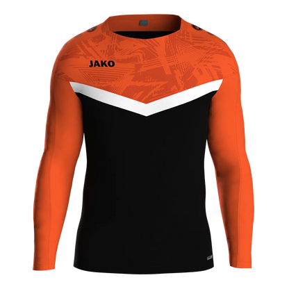 JAKO Sweatshirt Iconic Kinder schwarz/neonorange Front 