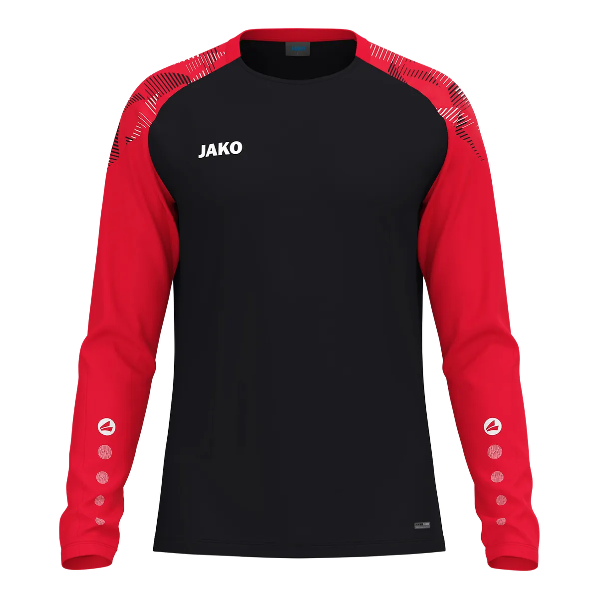 JAKO Longsleeve Sonic Unisex schwarz/rot Front #farbe_schwarz-rot