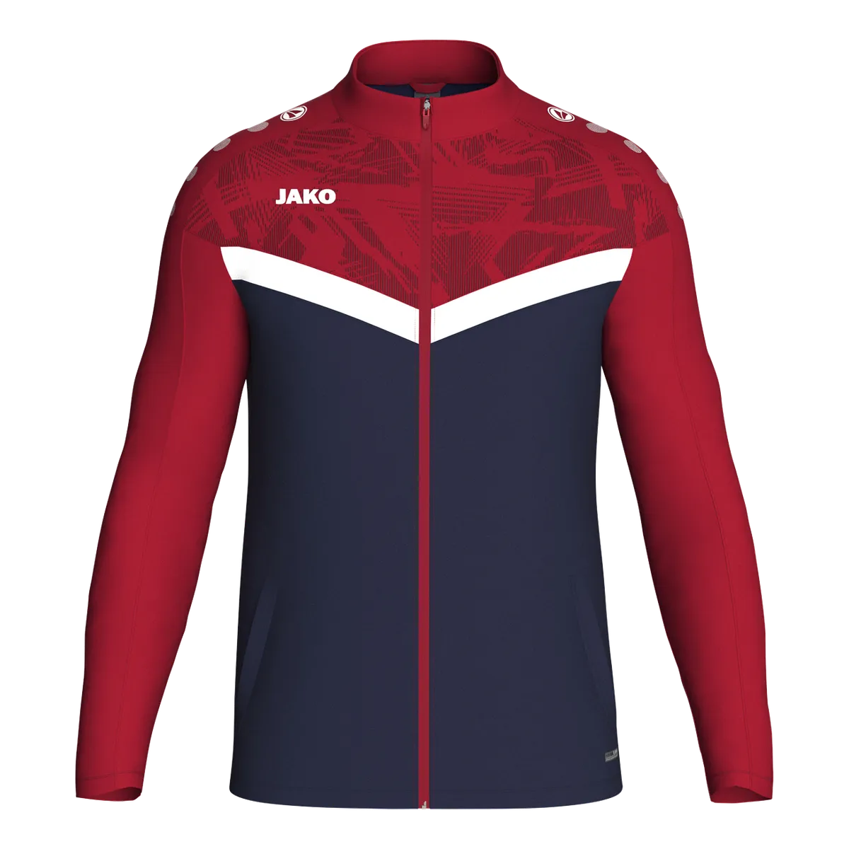 JAKO Polyesterjacke Iconic Unisex marine/chili rot Front 