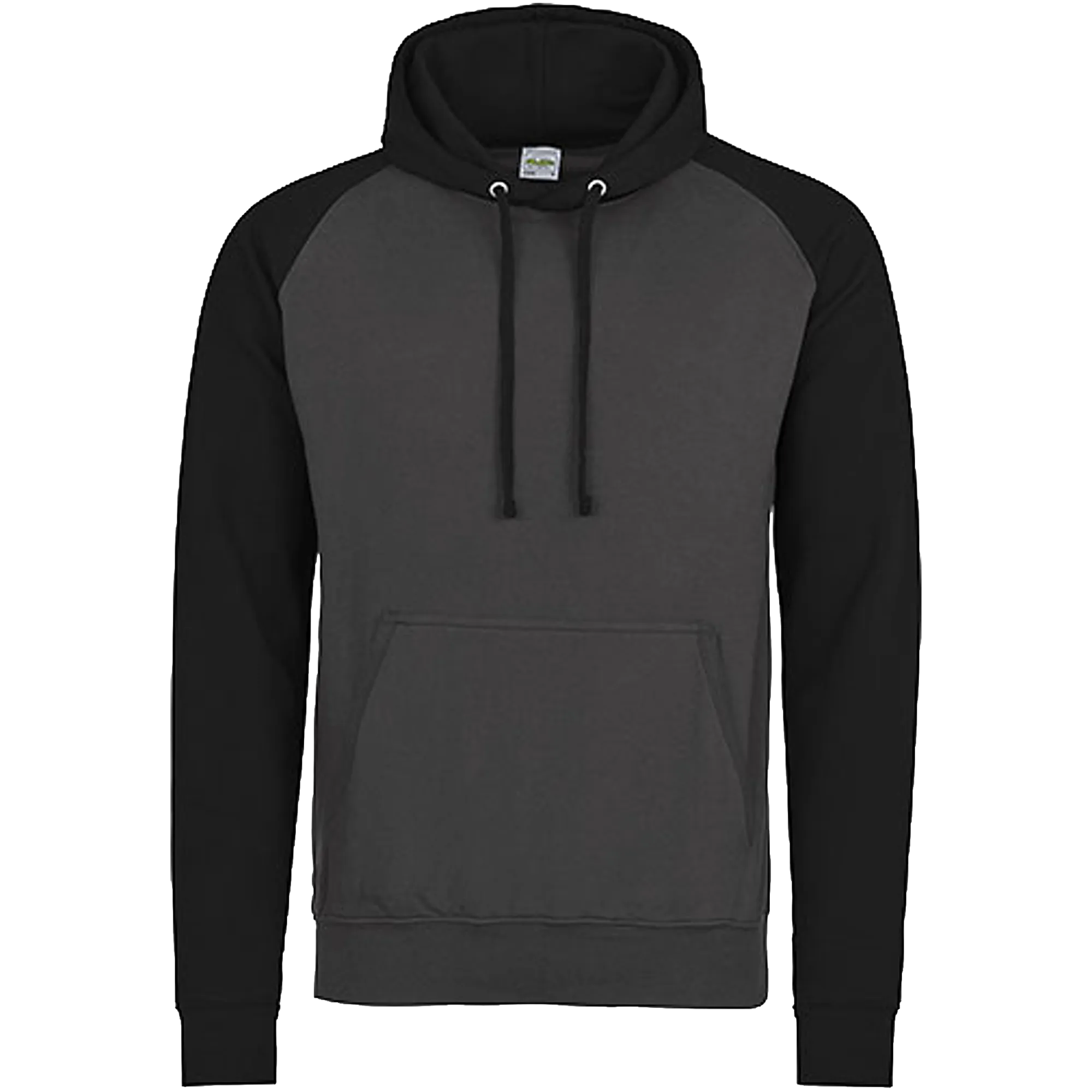 Just Hoods Baseball Hoodie Damen Charcoal (Heather) / Jet Black Front #farbe_charcoal-heather-jet-black