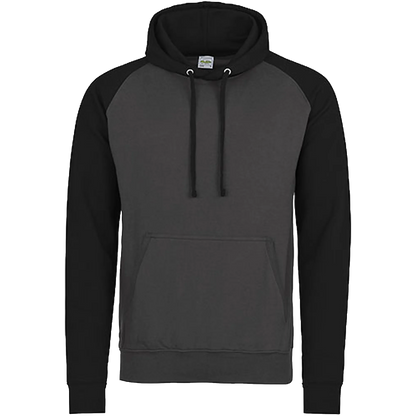 Just Hoods Baseball Hoodie Damen Charcoal (Heather) / Jet Black Front 