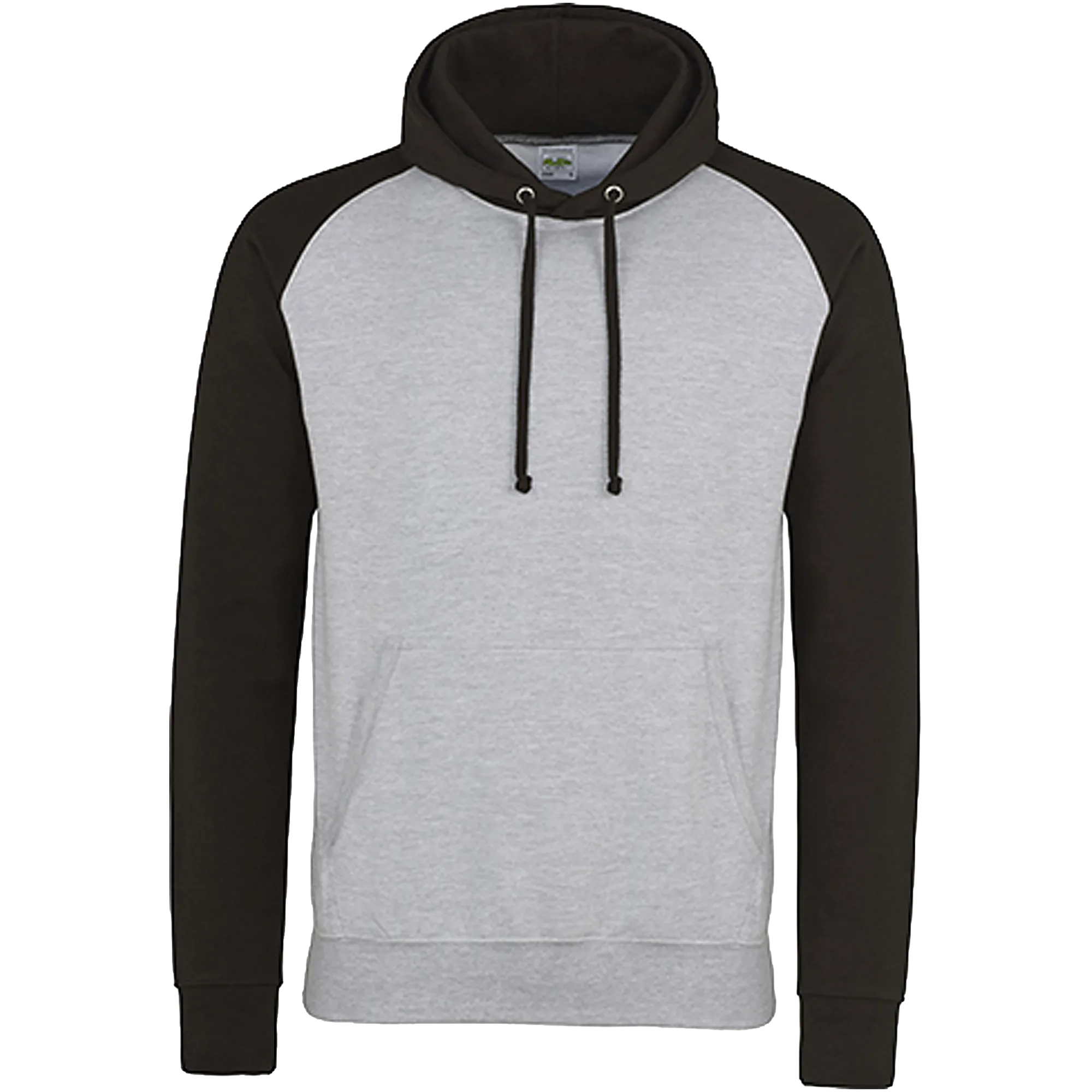 Just Hoods Baseball Hoodie Damen Heather Grey / Jet Black Front #farbe_heather-grey-jet-black