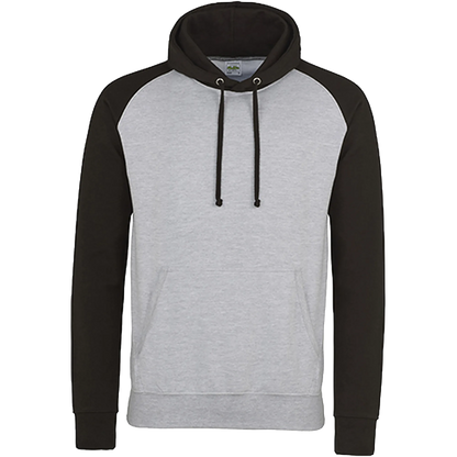 Just Hoods Baseball Hoodie Damen Heather Grey / Jet Black Front 