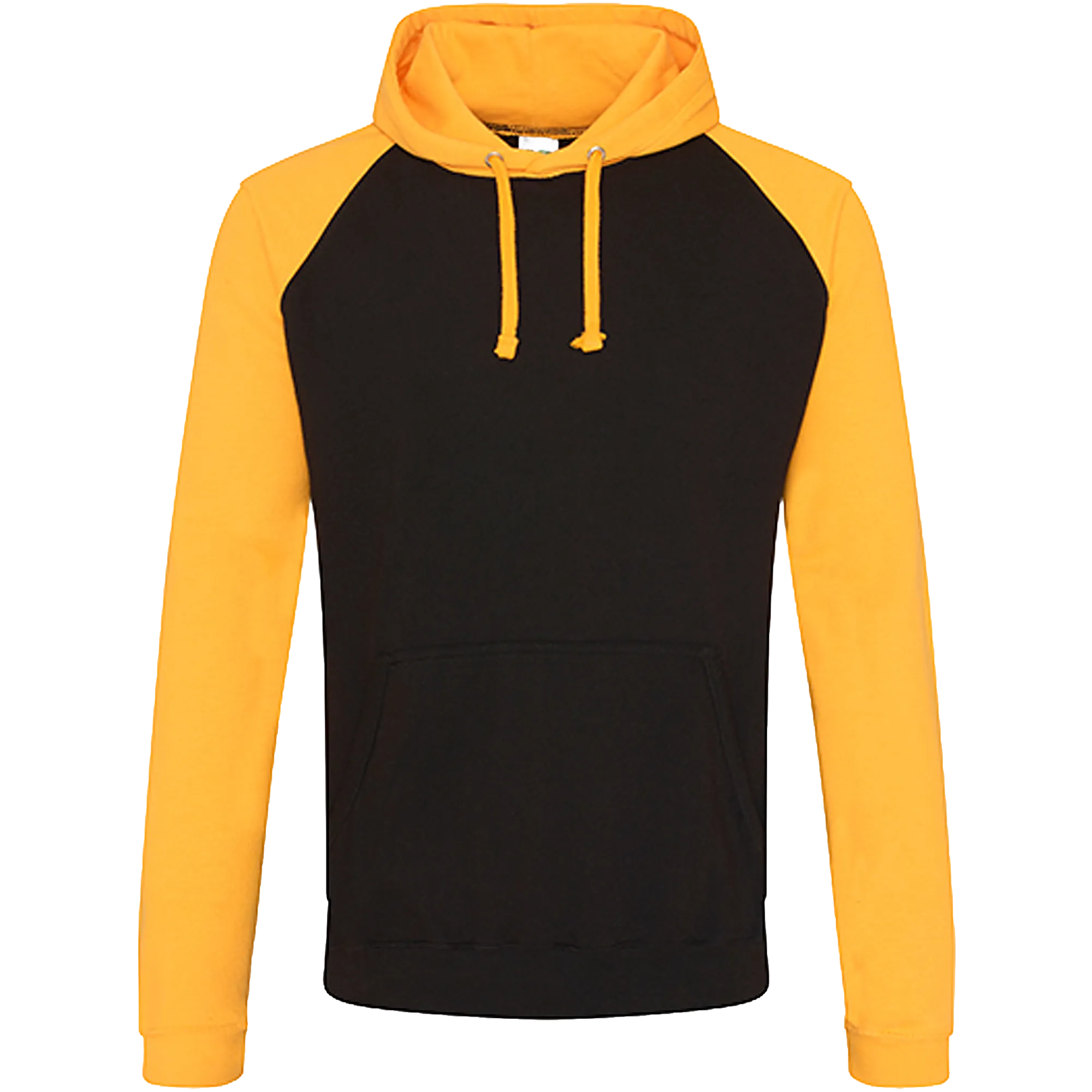 Just Hoods Baseball Hoodie Damen Jet Black / Gold Front 